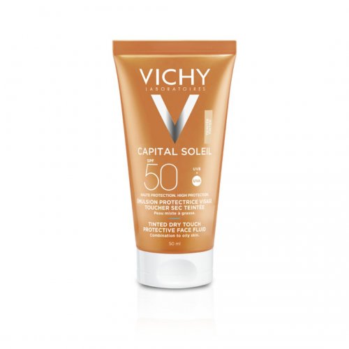 Vichy Capital Soleil BB Tinted SPF50 Λεπτόρευστη Αντηλιακή Κρέμα Προσώπου με Χρώμα για Ματ Αποτέλεσμα, 50ml
